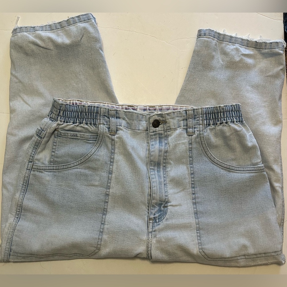 Vintage Black Lee original jeans 34 waist stretched inseam 19 inches Midwest 13”